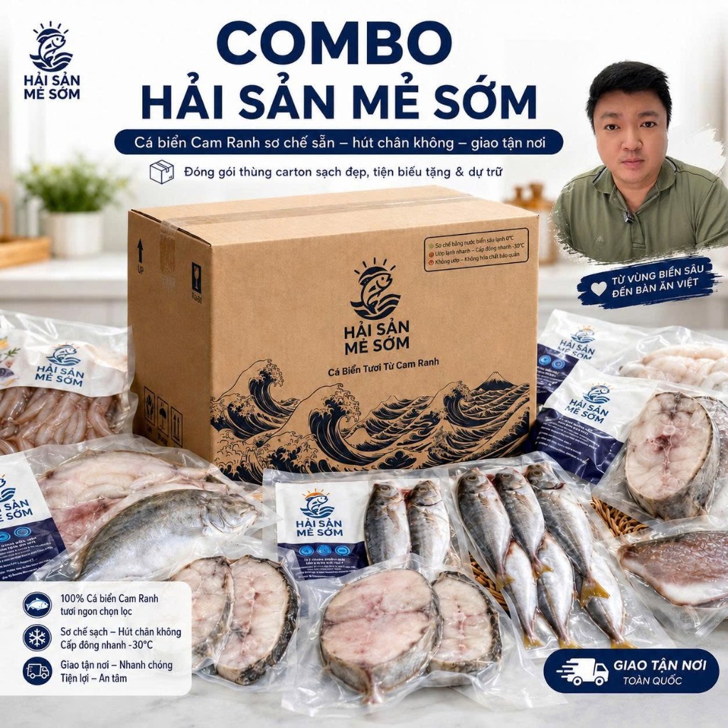 Combo Hải Sản Mẻ Sớm đóng gói hút chân không cấp đông nhanh -45°C